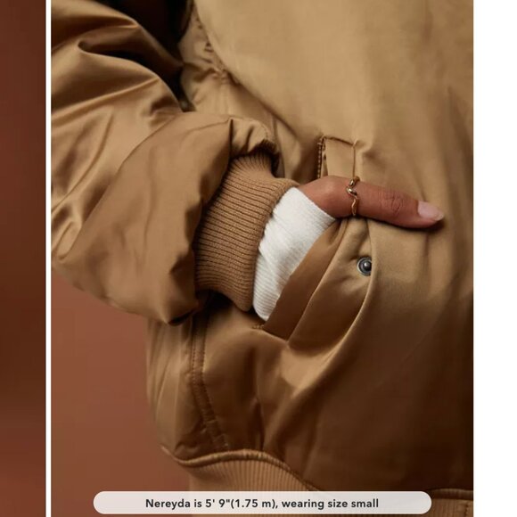 OFFLINE By Aerie Black Satin Bomber Jacket Coat size L / XL - Picture 11 of 16